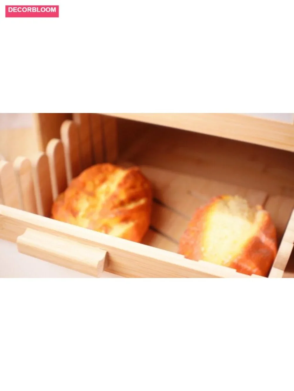 Bamboo Bread Box with Built-in Slicer Drawer & Crumb Tray - Kitchen Storage
